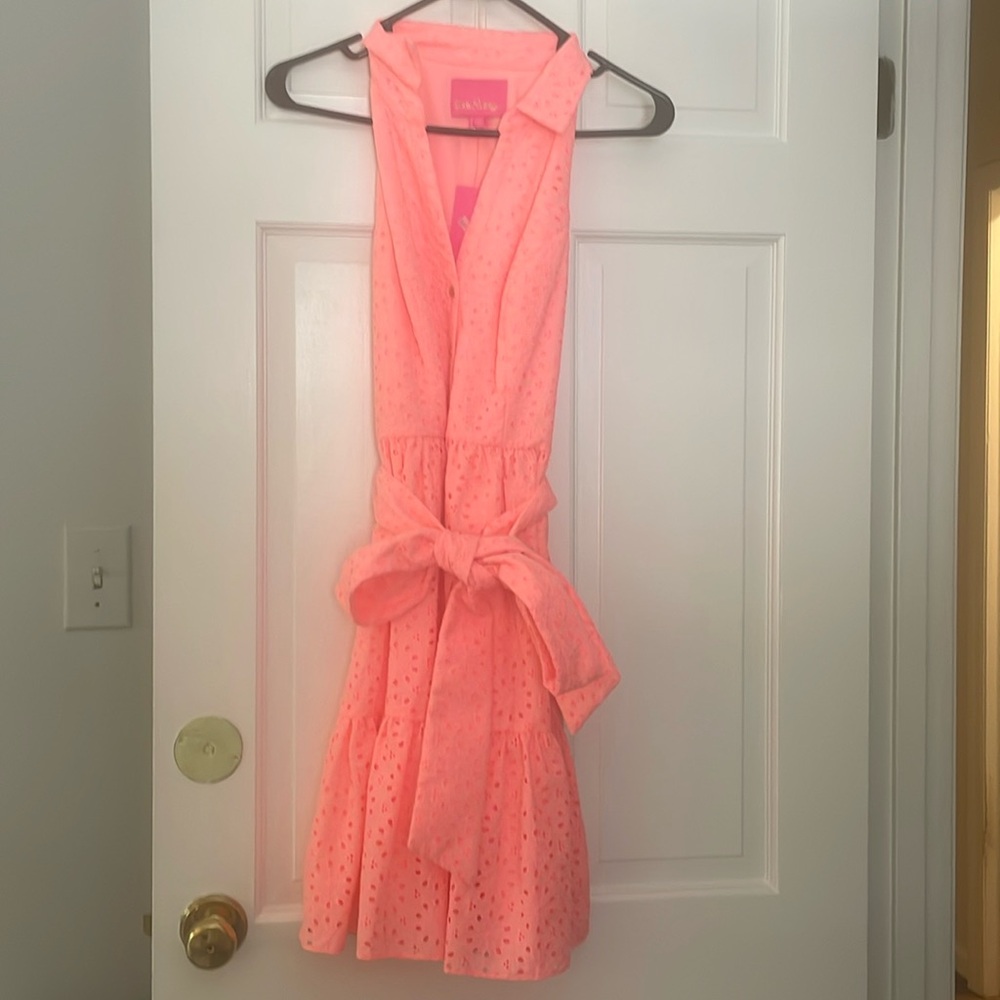 Lily Pulitzer coral eyelet dress. Size small NWT